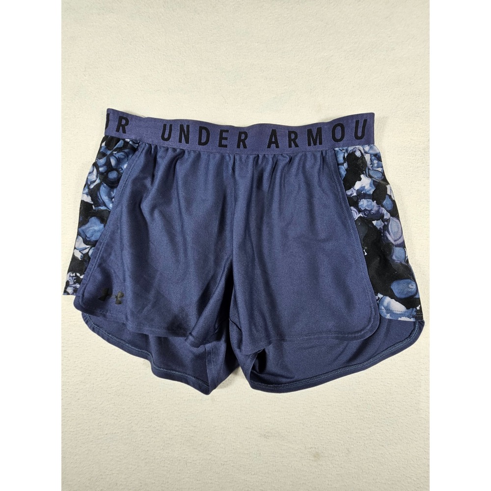 Under Armour Womens Play Up Navy Blue Floral Athletic Running Shorts Size Medium